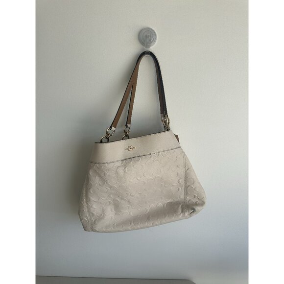 Coach Lexy Embossed Cream Leather Shoulder Bag - Picture 3 of 10